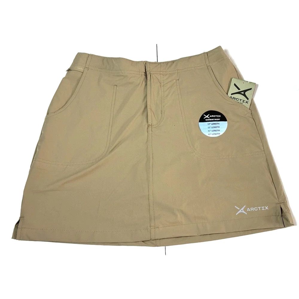 ARCTIX Women's Active Skort Zipped Coin Pocket M (8-10) Tan‎ Beige - Picture 6 of 16